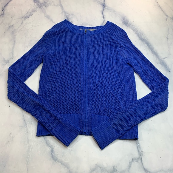 Athleta Royal Blue Mesh Zip Front Cardigan Sweater - Picture 8 of 8